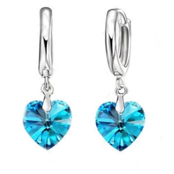 Jewelry - ❤️ NEW 💎 Blue Luxury Heart 925 Sterling Silver Women Earrings Lover Gift Stud